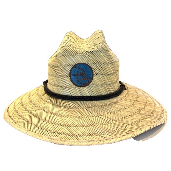 Panama Jack Rush Straw Lifeguard Sun Hat 4" Bound Big Brim Chin Cord Sz Lg NWT - Picture 2 of 10